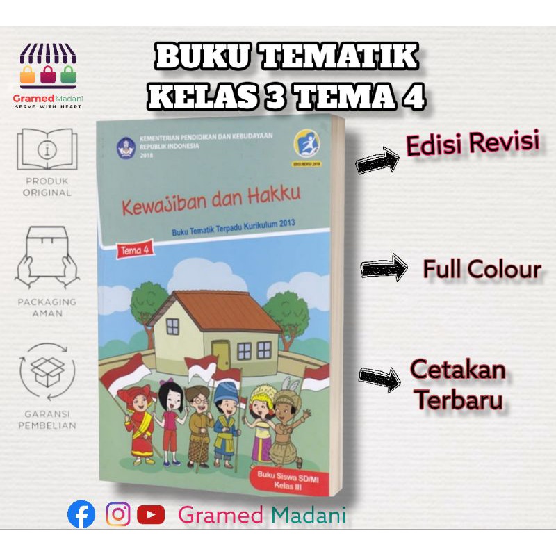 Jual Buku Tematik Kelas 3 Tema 4 Kewajiban Dan Hakku Revisi 2018