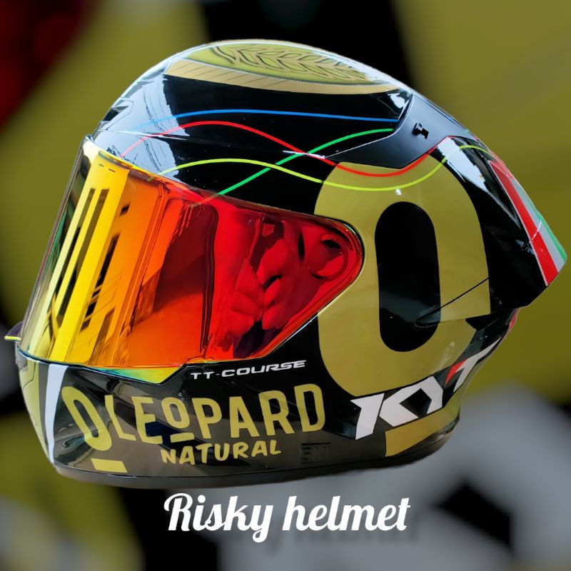 Jual kyt tt course leopard gold paket visor iridium | Shopee Indonesia