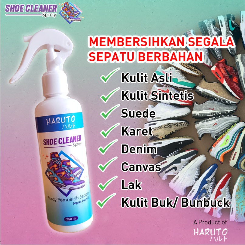 Jual Paket pembersih sepatu Haruto shoe cleaner spray 250ml+water ...