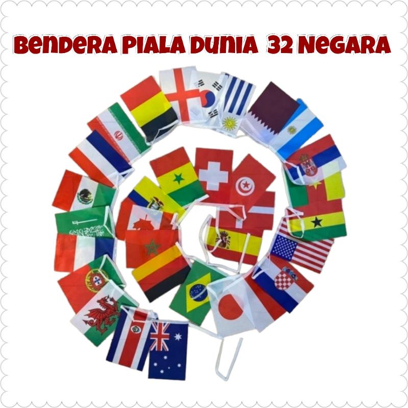 Jual Bendera World Cup Qatar 2022 / Bendera Renceng Piala Dunia Qatar