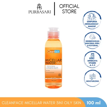 CLEANFACE Purbasari Micellar Water 3in1 Normal Oily Skin 100ml Rose Water Sakura Yuzu