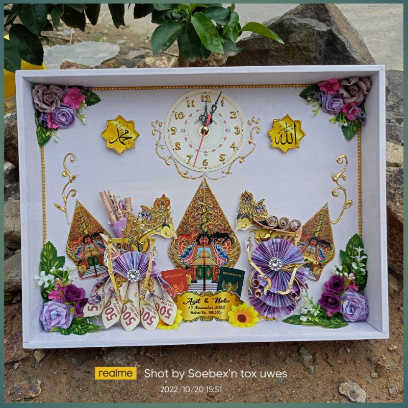 Jual Lay Out Mahar Pernikahan Wayang Rama Sinta Jam aktif Bingkai ...