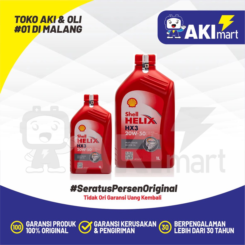 Jual Shell Helix HX3 20W50 API SL/CF 1 Liter | Shopee Indonesia