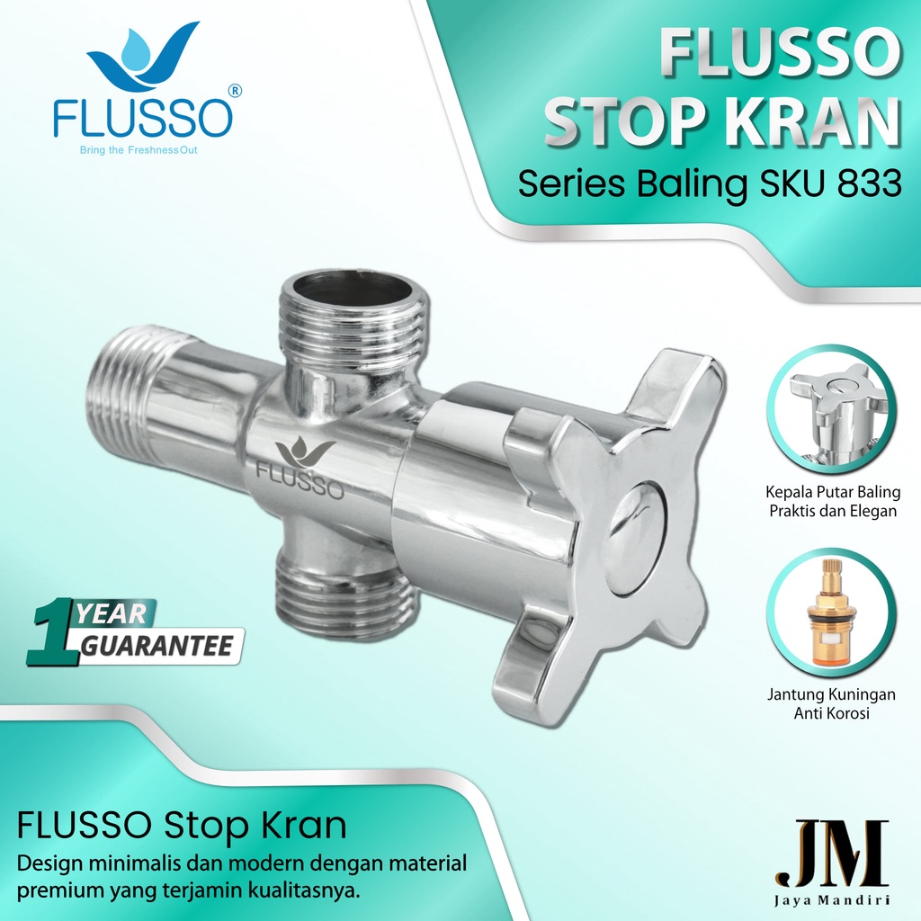 Jual Flusso Stop Kran Double Baling Stop Kran Kloset Cabang Stop Kran Jet Shower Keran Bidet T