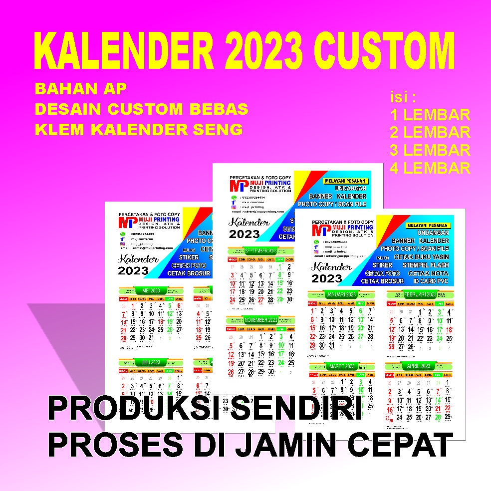 Jual KALENDER CUSTOM 2025| 1 LEMBAR | 2 LEMBAR | 3 LEMBAR ROSES CEPET ...