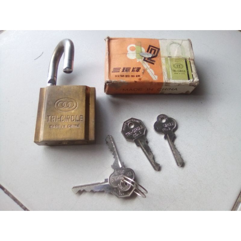 Jual gembok safety box safe deposit gudang militer bank 2 anak kunci ...