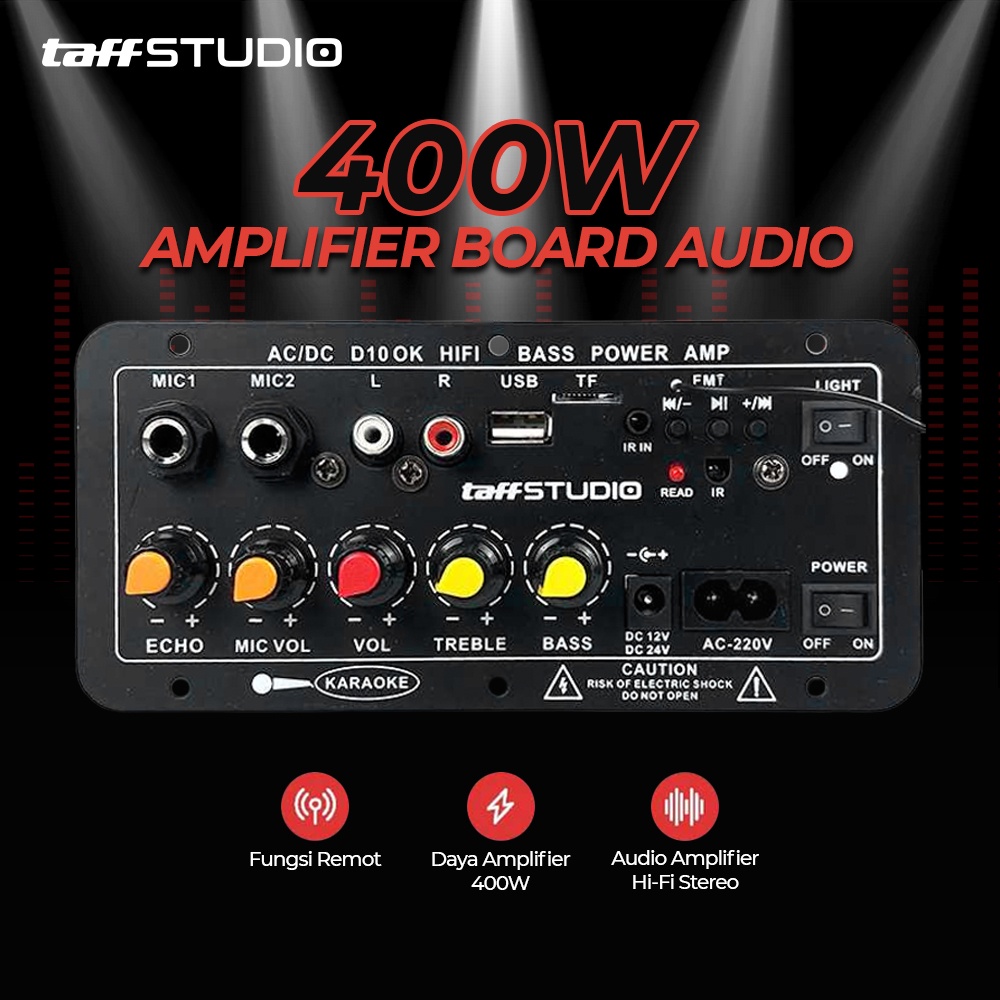 Jual TaffSTUDIO Amplifier Board Papan Audio Karaoke Bluetooth USB FM ...