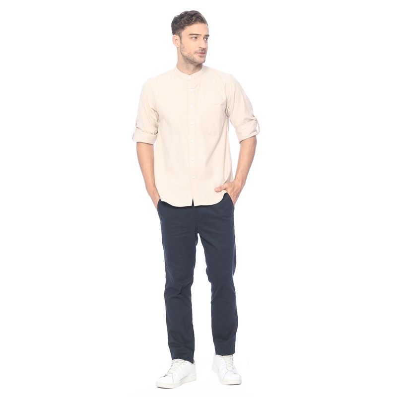 Jual Code Male - Zayn Kemeja Pria Kerah Koko Cream Lengan Panjang ...