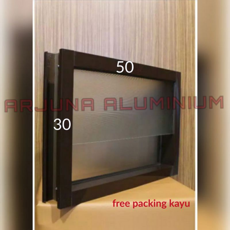 Jual Kusen Boven Aluminium Kaca Zigzag Kamar Mandi 1Set 50x30,Putih