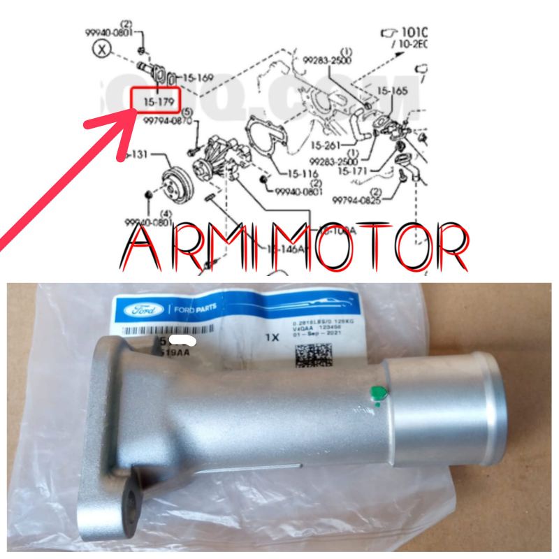 Jual Outlet Water Pump Ford Ranger Everest 2.5 cc 2.9 cc Genuine Ford ...