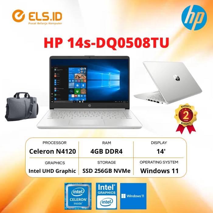 Jual Laptop Hp 14s Dq0508tu Celeron N4120 4gb Ssd 256gb 14 W11ohs Shopee Indonesia 1426