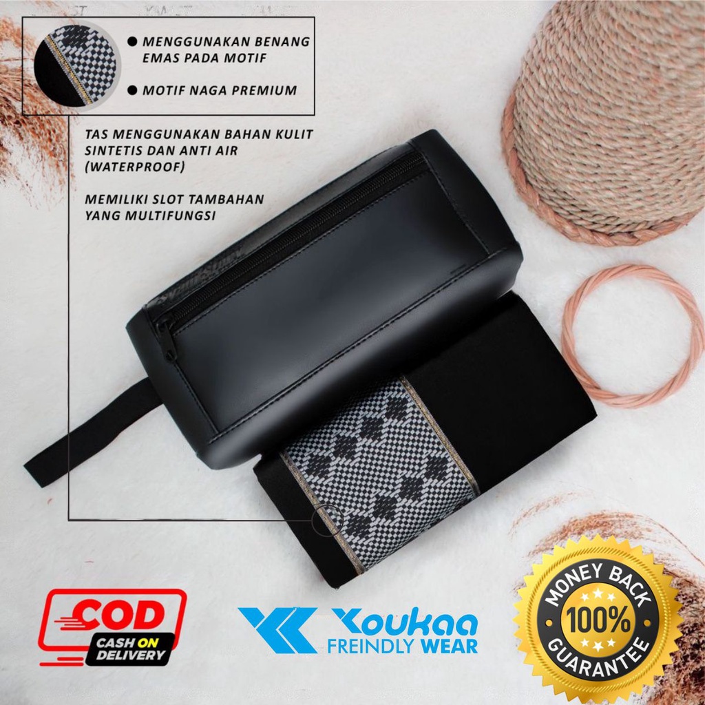Sarung Travel Untuk Sholat Dengan Kemasan Pouch Waterproof  Motif Polos tenun timbul Doby Sisik Naga