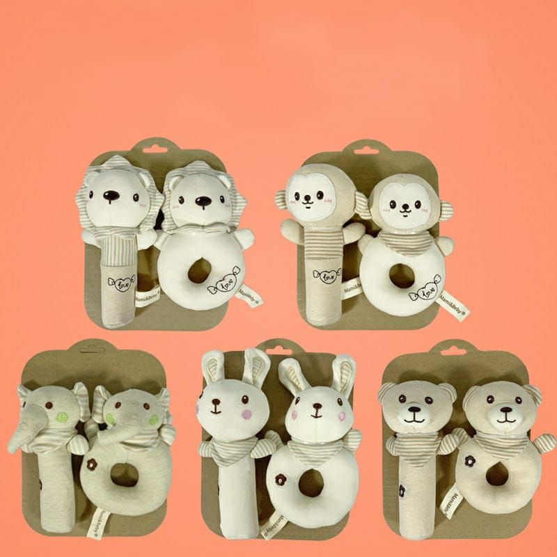 Jual Mamibeby Mainan Bayi Organic Cotton Rattle Set (2 pcs)Boneka Stick ...