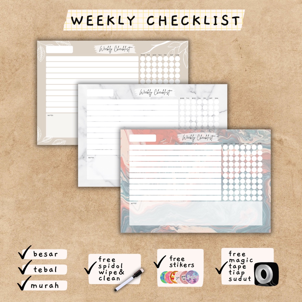 Jual Weekly Checklist Daftar Jadwal Ceklis Mingguan To Do List | Shopee