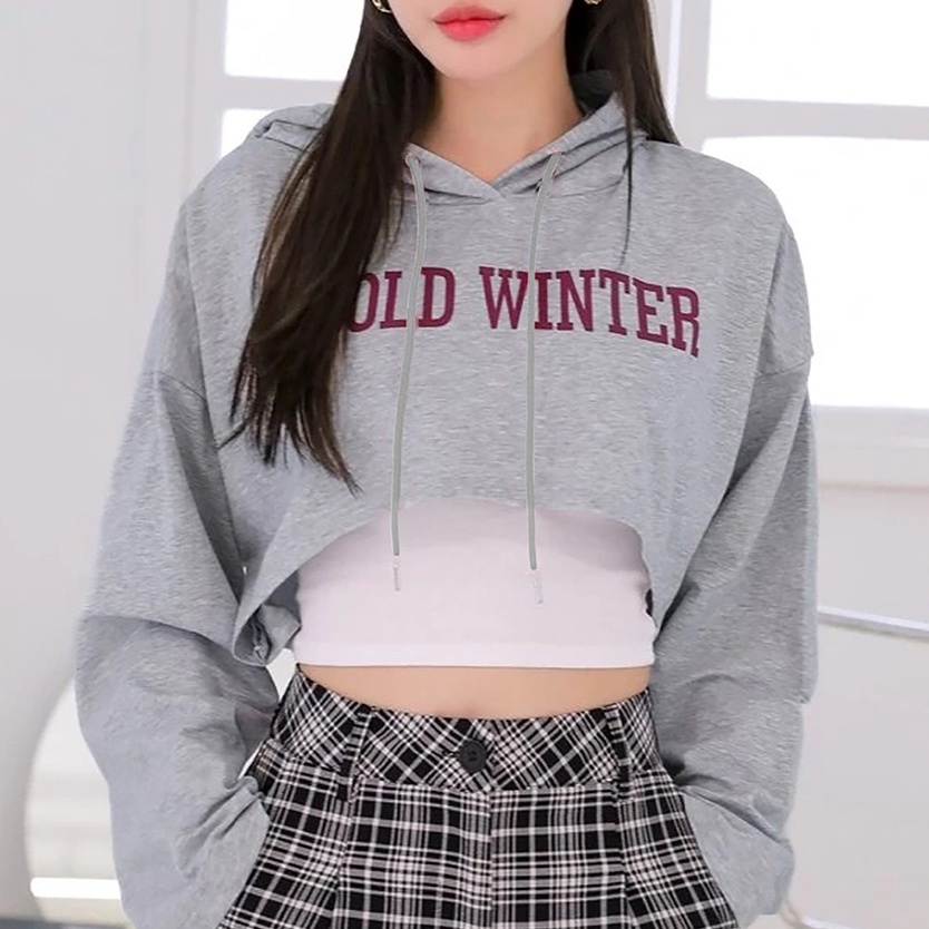 Hoodie crop korea hot sale