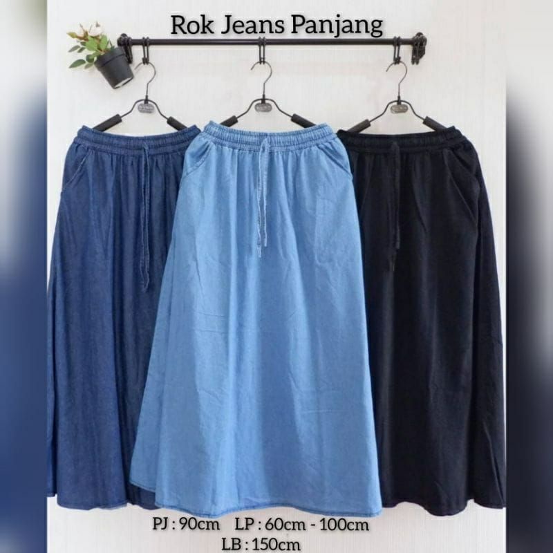 Jual Rok super jumbo wanita rok jeans polos rok denim big size | Shopee ...
