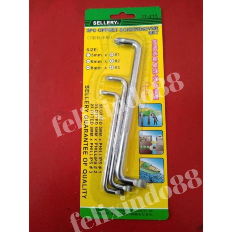 Jual OBENG Z 3PCS / OFFSET SCREWDRIVER SELLERY 11-215 OFF SET MODEL ZIG ...