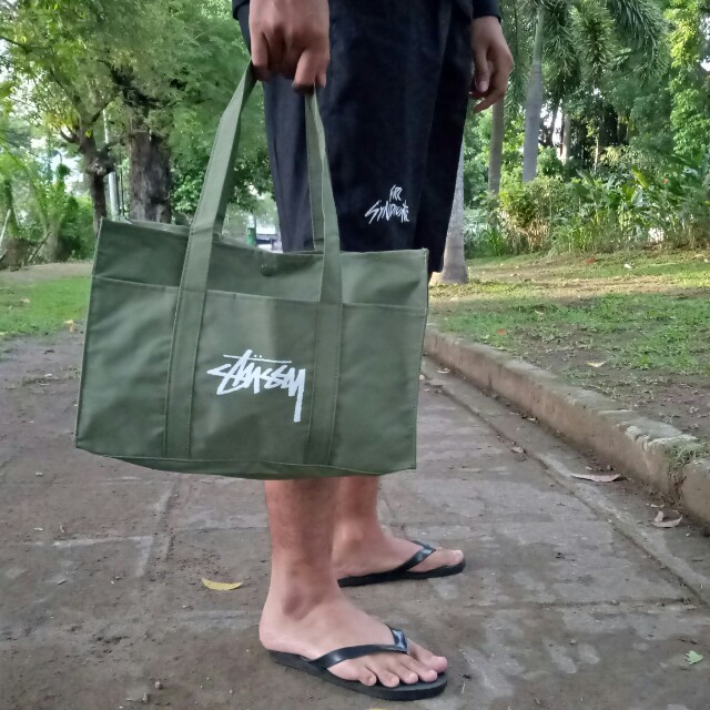 Stussy military green tote bag hotsell