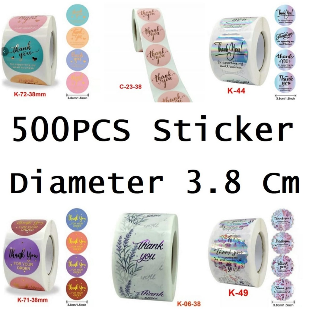Jual Sticker Stiker 500Pc Kado Ucapan Thank You Terima Kasih Per Roll 3 ...