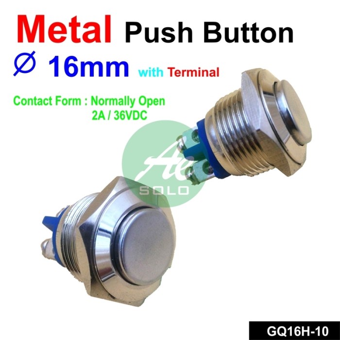 Jual Metal Push Button Pushbutton Push ON Momentary 16mm Self Locking