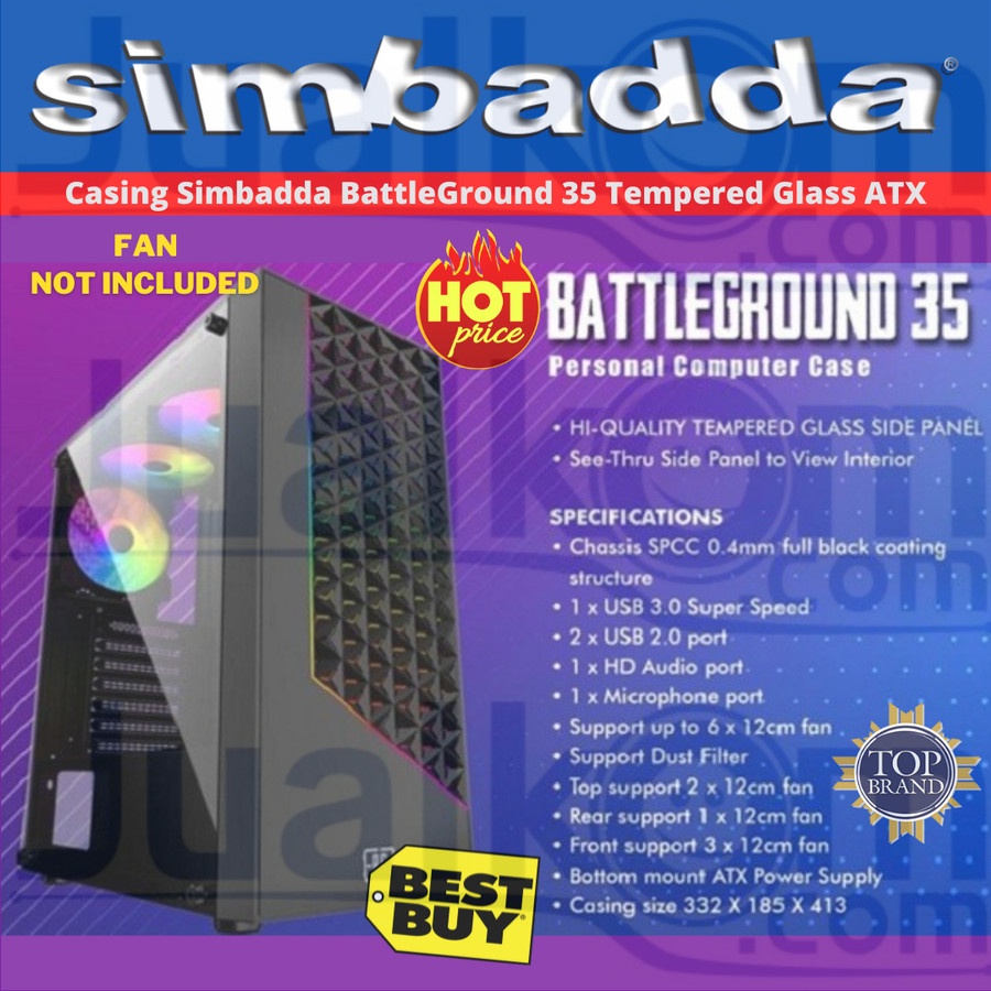 Jual Casing Simbadda BattleGround 35 Tempered Glass ATX | Shopee Indonesia