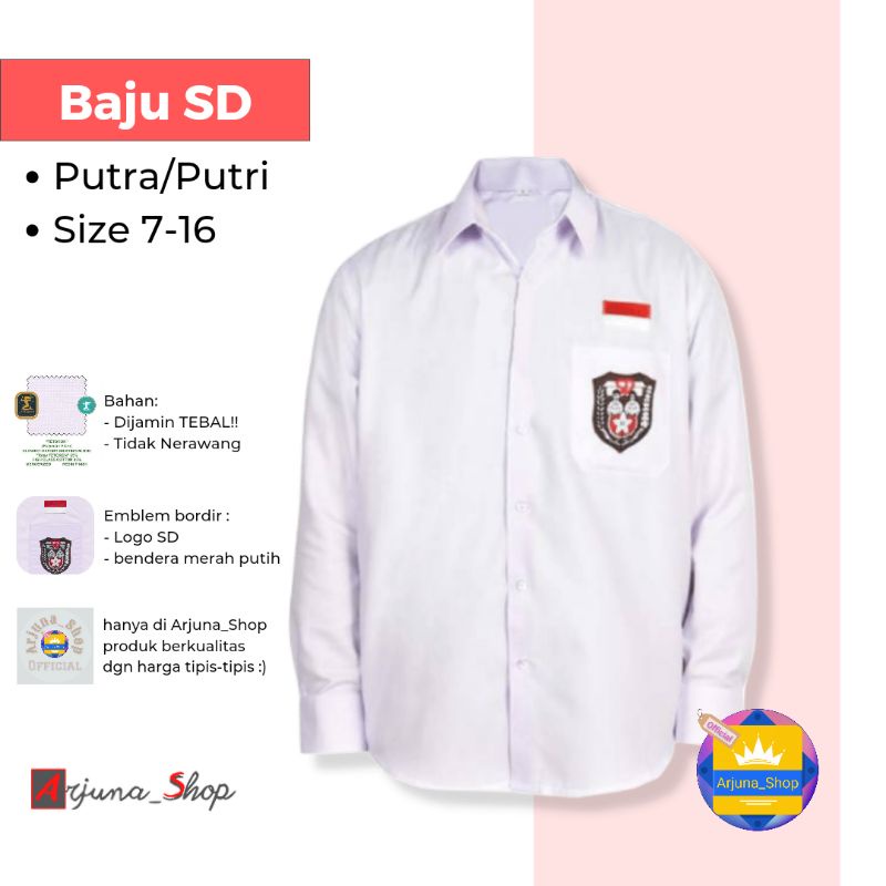 Jual Baju Sd Lengan Panjang Seragam Sekolah Baju Kemeja Putih Sd