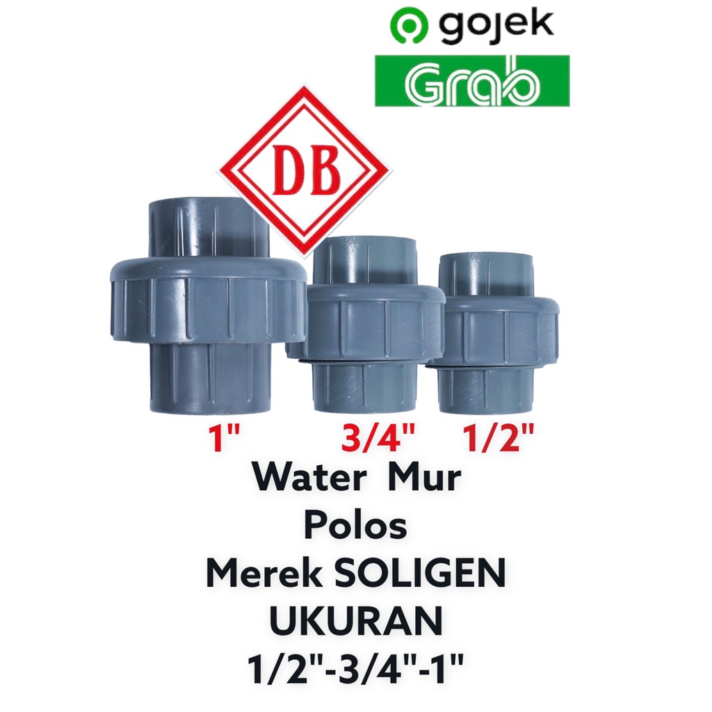 Jual WATER MUR PVC SOLIGEN 1/2"inch 3/4"inch 1"inch/ sambungan pipa