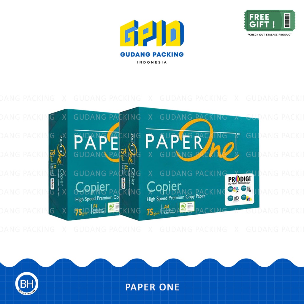 Jual Paper One Kertas Hvs A4 F4 Gramasi 75 80 Gsm Shopee