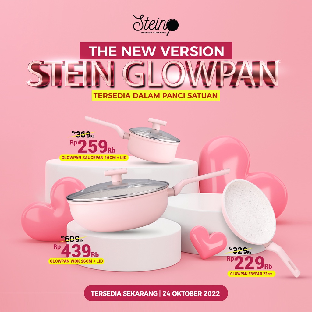 Jual STEIN COOKWARE GLOWPAN SATUAN WOK 26 CM / FRY PAN 22 CM / SAUCE