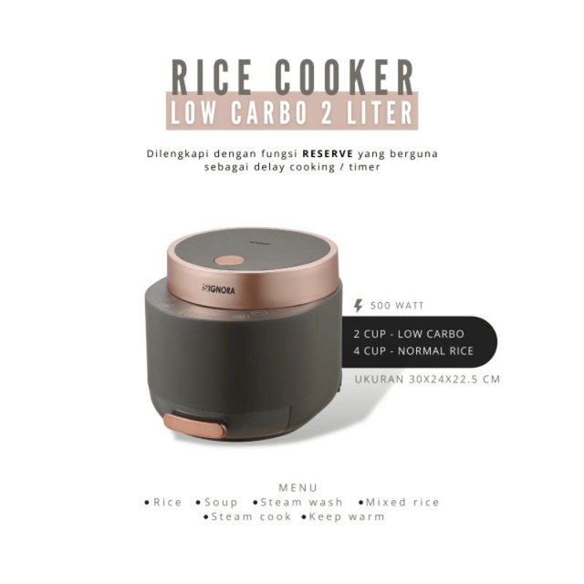 Jual Rice Cooker Low Carbo 2 Liter Signora Shopee Indonesia