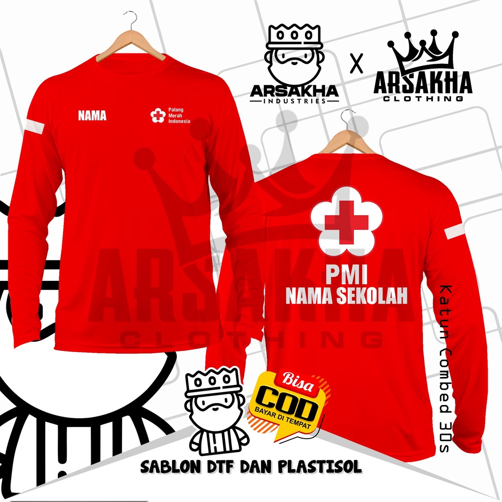 Jual Kaos Lengan Panjang PMI Palang Merah Indonesia Gratis Nama Sekolah ...