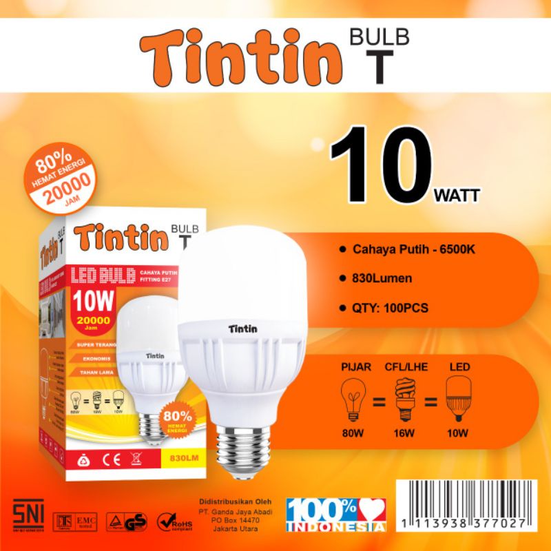 Jual Bohlam Lampu Led Tintin 10 Watt Tin Tin 10w Termurah Berkualitas