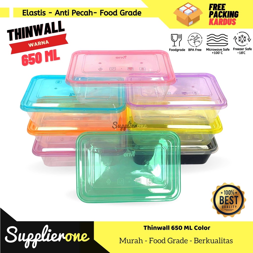 Jual Thinwall 650 ml Warna / Thinwall Special Edition Warna / Lunch Box Plastik / Wadah plastik