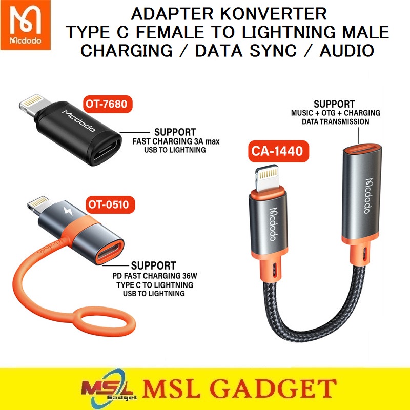 Jual Mcdodo Adapter Konverter Type C Female To Iphone Lightning Male Pd Fast Ot Shopee