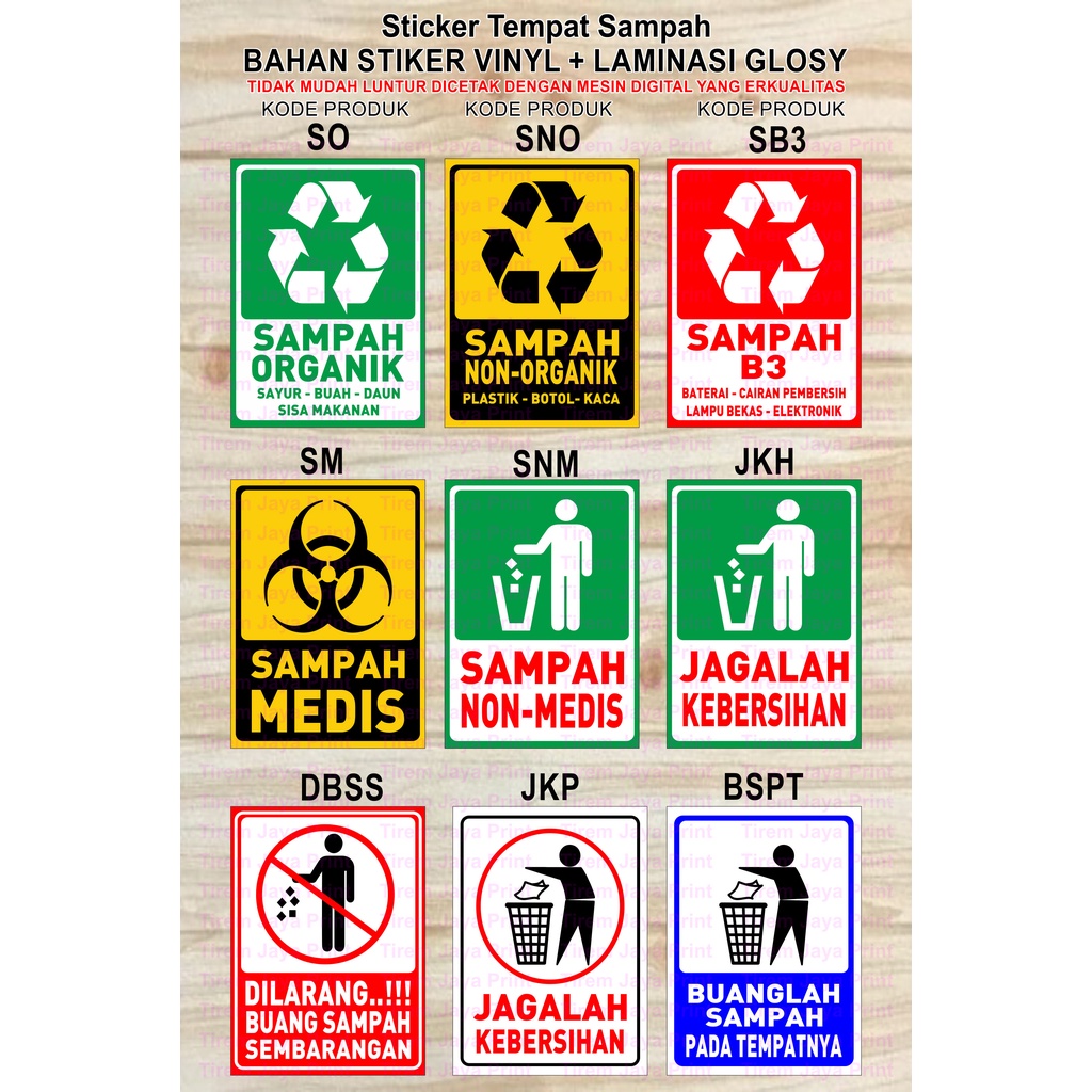 Jual Sticker Tempat Sampah Organik Non Organik, Sampah Medis, Sampah B3 ...