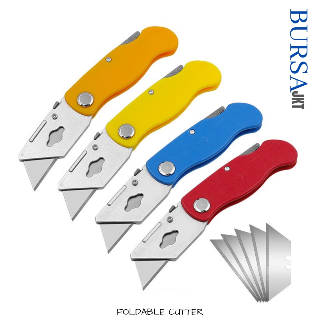 Jual Cutter Lipat Foldable Cutter Gypsum Akrilik Tambahan Mata Pisau Shopee Indonesia 