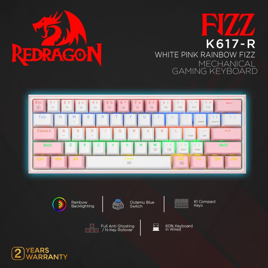 Jual Redragon K617 / K617 FIZZ / K617R / K617 R WHITE - PINK 60% ...