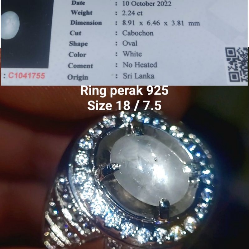 Natural white sapphire star ceylon safir srilanka no treatment
