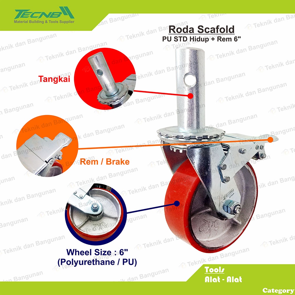 Jual Roda Steger Scaffolding Caster Rem 6" Polyurethane PU | Shopee ...