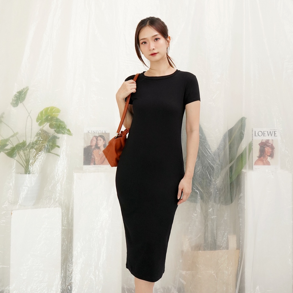 Jual Dress Polos Wanita Casual Dress Kaos Polos Simple 093