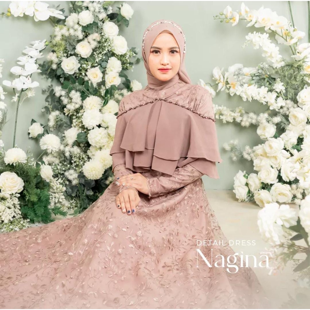 Jual Gamis Brokat Lamaran Kondangan Bridesmaid Tunangan Wisuda Gaun Pesta Dress Terbaru Nagina