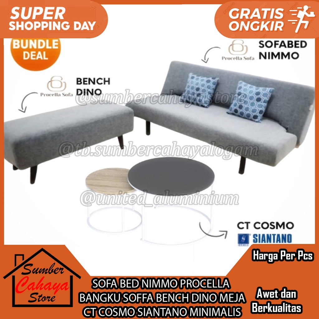 Jual [Instant] SOFA BED NIMMO PROCELLA BANGKU SOFFA BENCH DINO MEJA ...