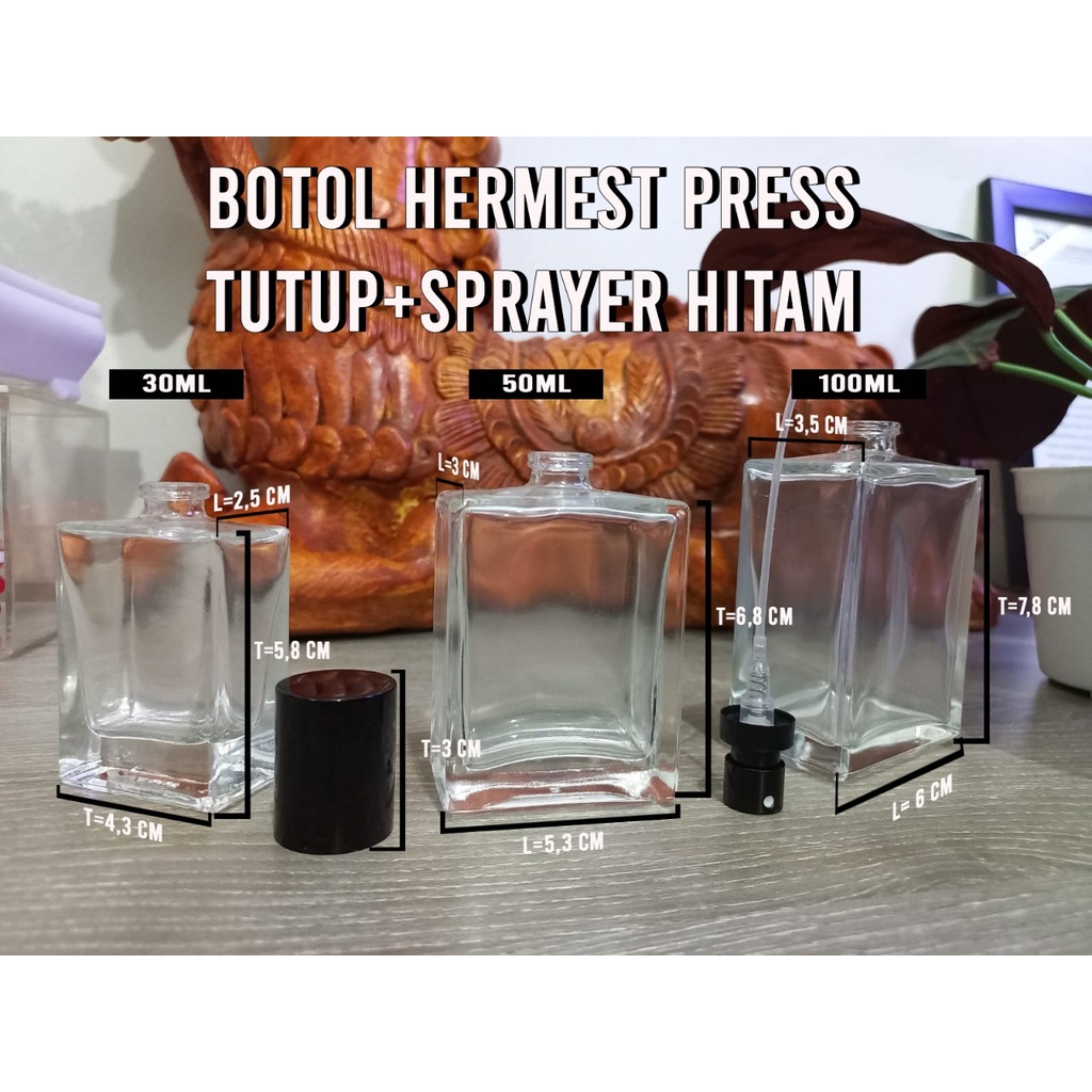 Jual Botol Kosong Kotak Hermest30and50and100mltutup Hitambotol Parfum Kaca Botol Parfum Type 4575