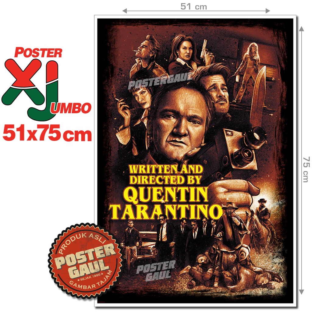 Jual Poster XJumbo WRITTEN AND DIRECTED BY QUENTIN TARANTINO #XJFJP050 ...