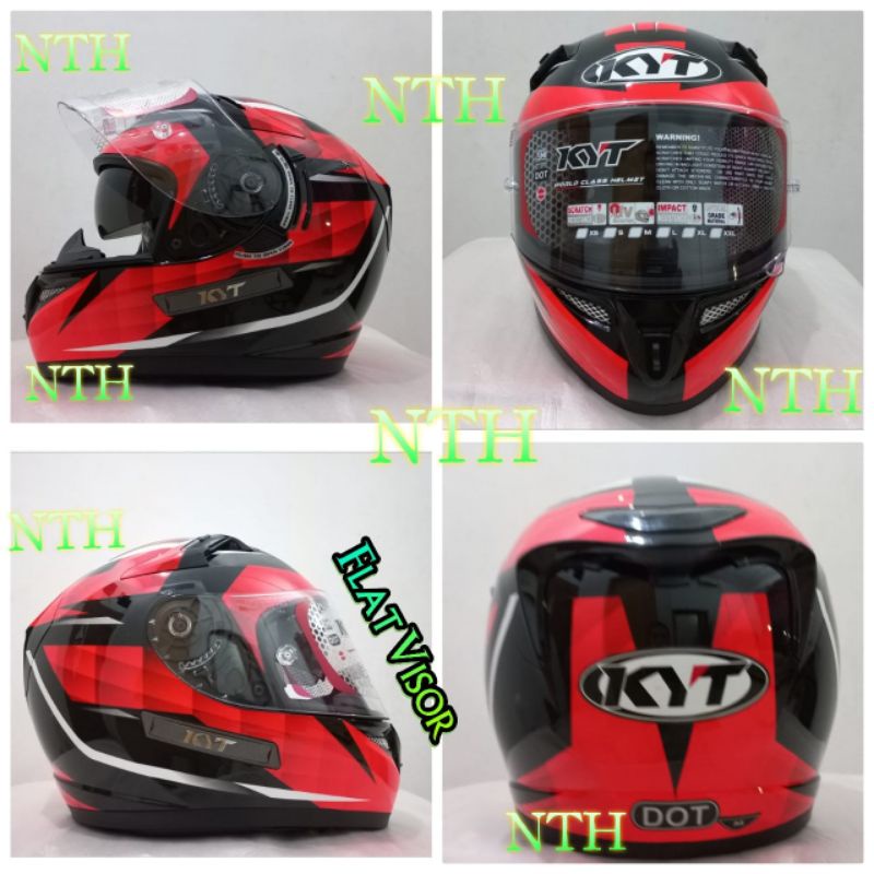 Jual Helm KYT K2 Rider Diamond Black Red dan Flat Visor Bening Original ...