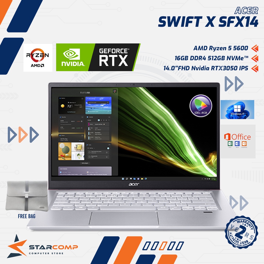 Jual Acer Swift X Sfx Ryzen U Gb Ssd Rtx Gb Ohs