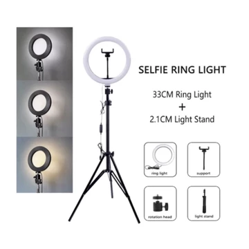 Ring Light Complete Set Lampu LED 33cm Tripod 210cm Phone Holder Complete Set Ringlight