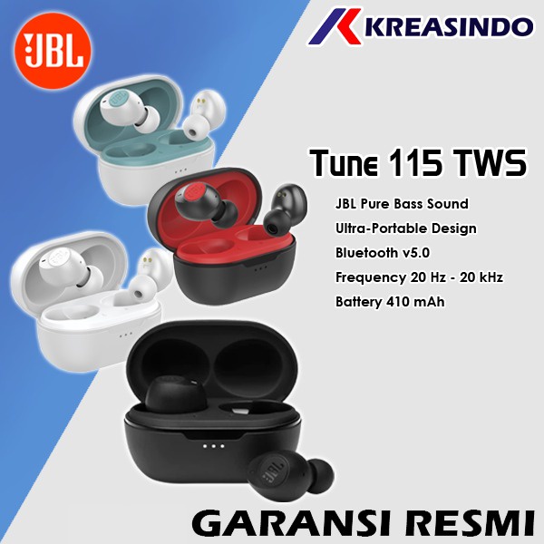 JBL Tune 115 T115 TWS True Wireless Earphones Garansi Resmi