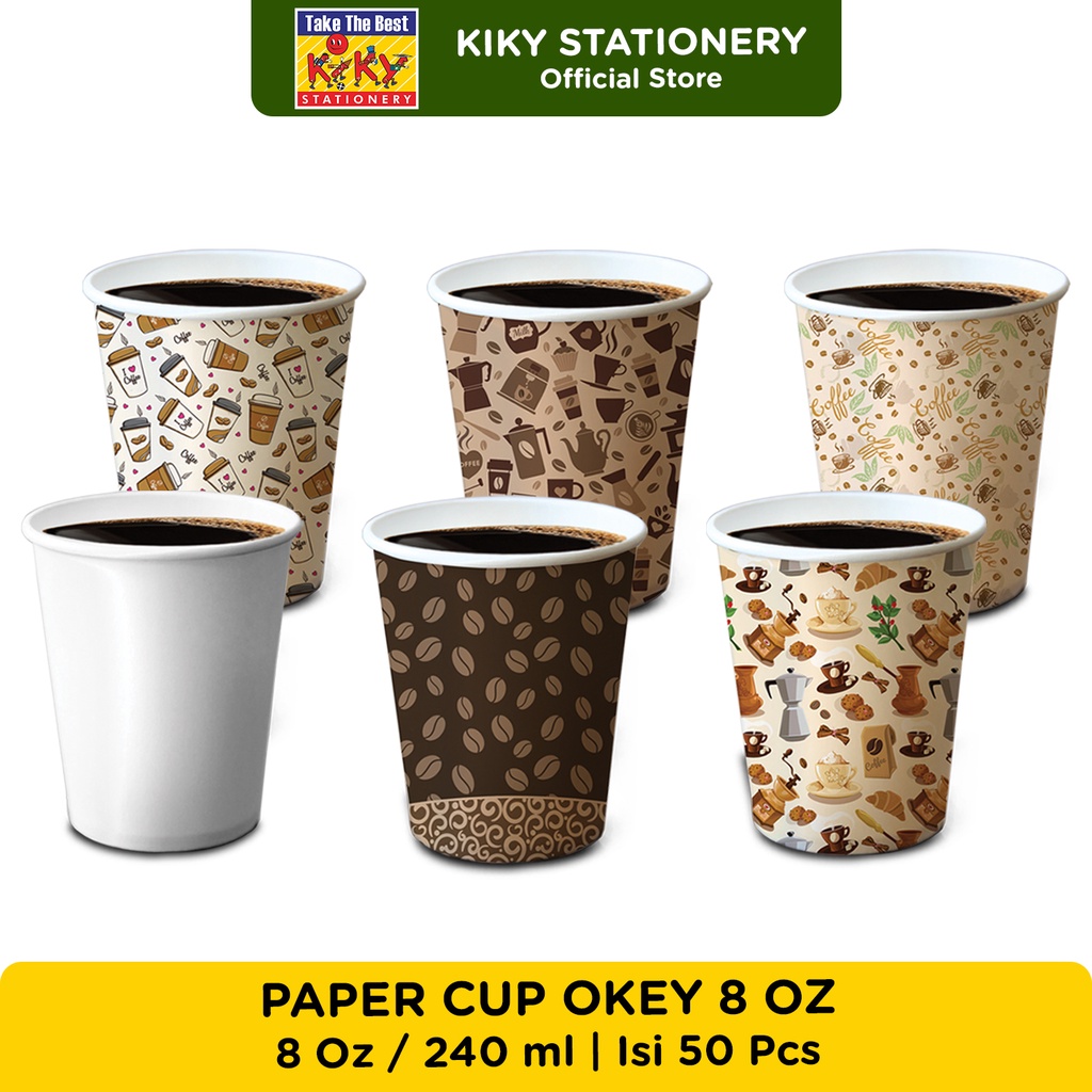 Jual Paper Cup 8 Oz - 1 Pack Isi 50 Pcs / Gelas Kertas Kopi Tahan Panas ...