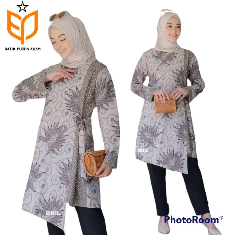 Jual TUNIK BATIK KEKINIAN MODEL MIRING//ATASAN BATIK WANITA KEKINIAN